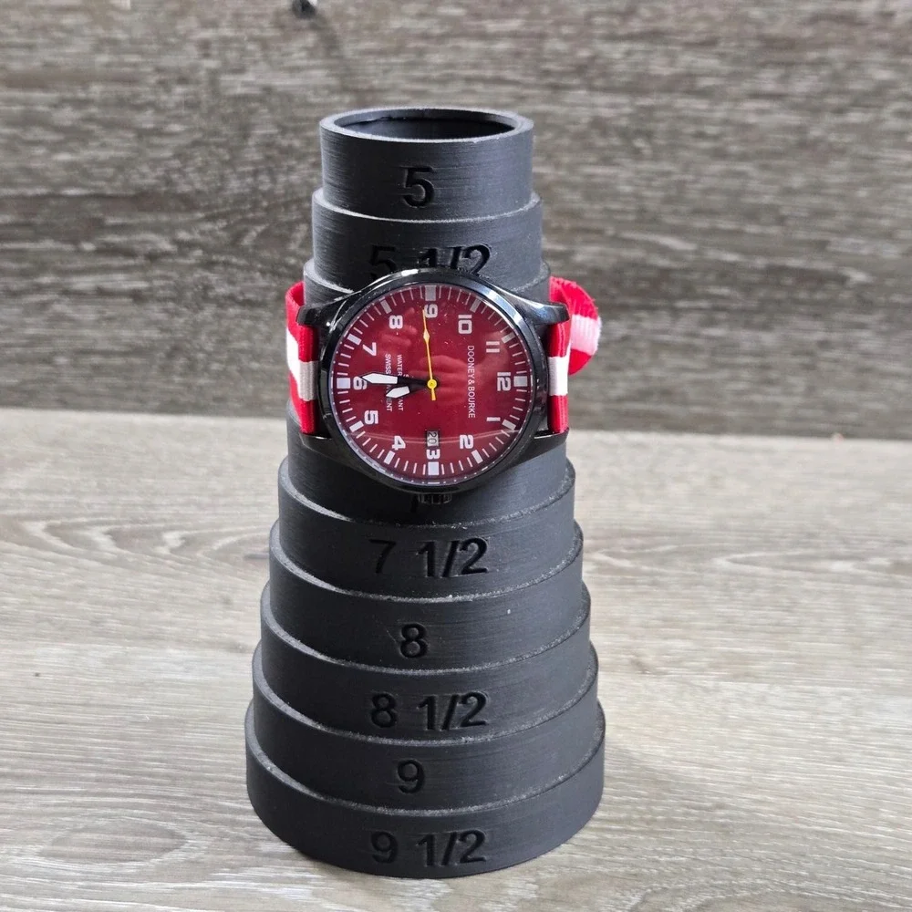 Dooney & Bourke Red Dial Watch Black Case Strap 50M Tested